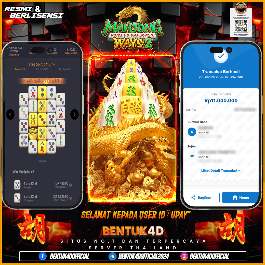 SELAMAT KEPADA USER ID : UPAY** WD PAUS SEBESAR  Rp11,000,000,- BUKTIKAN LANGSUNG BOSKU MAIN DI BENTUK4D !! LANGSUNG DI KASI MAXWIN !!!
