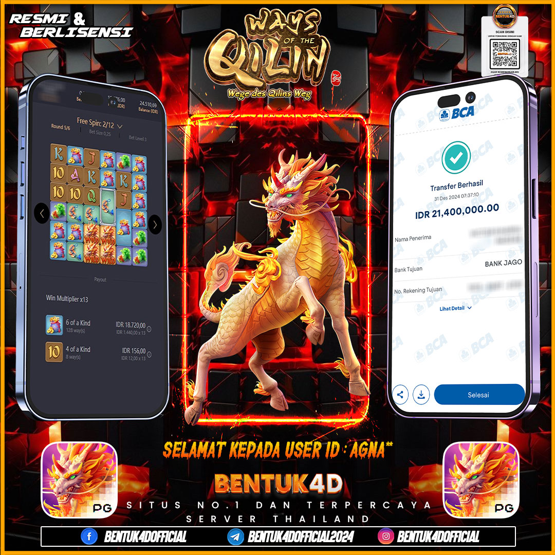 PENUTUPAN DESEMBER PENUH KEMENANGAN !!! SELAMAT KEPADA USER ID : AGNA** ATAS KEMENANGAN  Rp21,400,000,- JUTA DI BENTUK4D !!! SENSASI BARU DI BENTUK4D BOSKU !! 