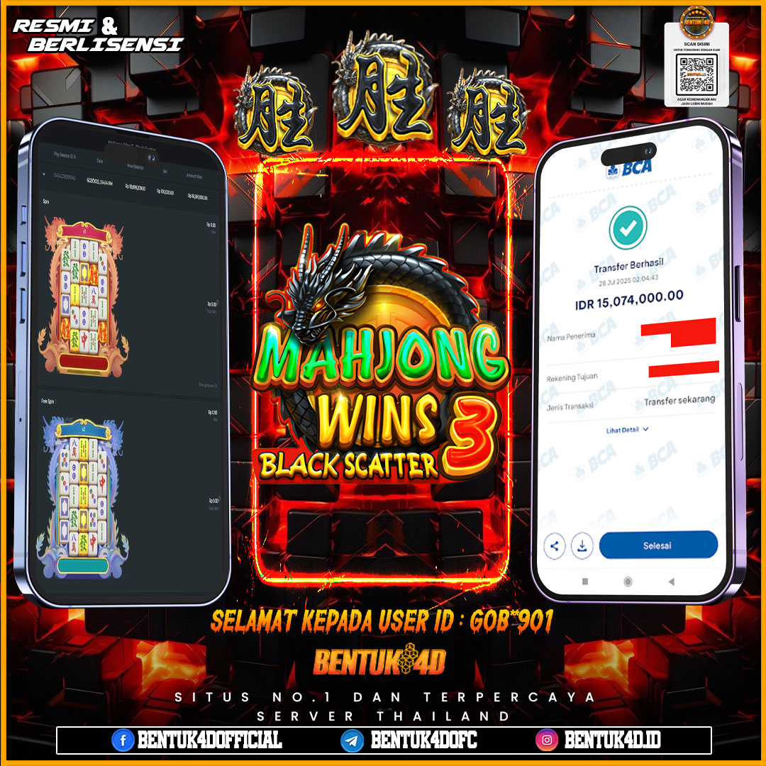 SELAMAT KEPADA USER ID : GOB**901 WD PAUS SEBESAR Rp 15,074,000,- BUKTIKAN LANGSUNG BOSKU MAIN DI BENTUK4D !! LANGSUNG DI KASI MAXWIN !!!