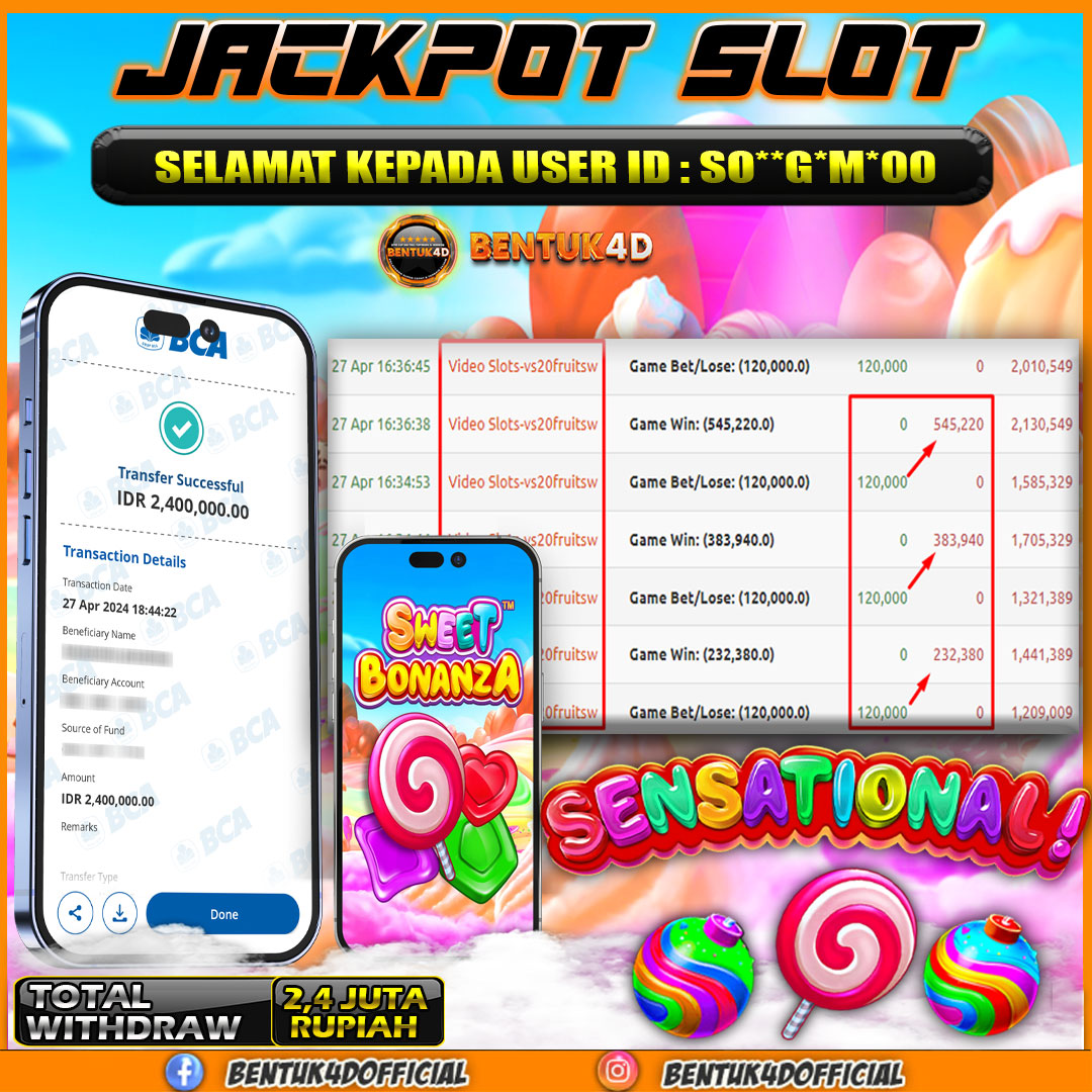 BONANZA GACOR PARAH!! JACKPOT Rp2,400,000,- GILIRAN KAMU SEKARANG JACKPOT DI SINI!!