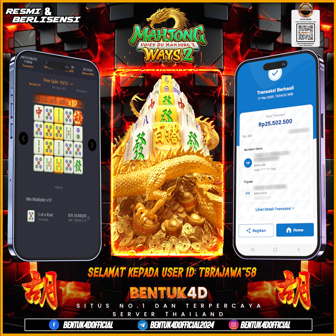 SELAMAT KEPADA USER ID : TBRAJAWA**58 WD PAUS SEBESAR  Rp 25,502,500,- BUKTIKAN LANGSUNG BOSKU MAIN DI BENTUK4D !! LANGSUNG DI KASI MAXWIN !!!
