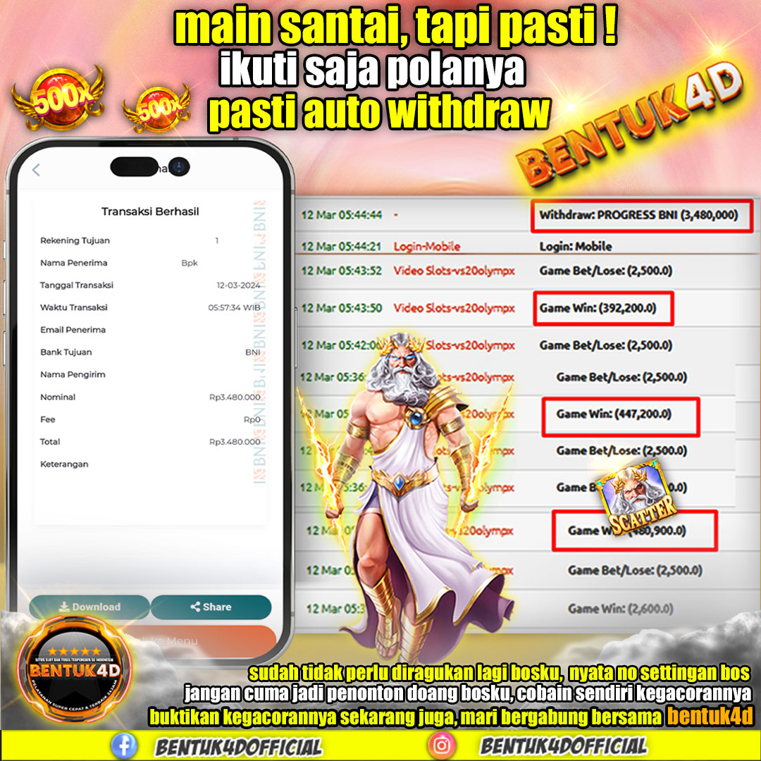 BENTUK4D JACKPOT SLOT GATES OF OLYMPUS Rp3.480.000,- LUNAS