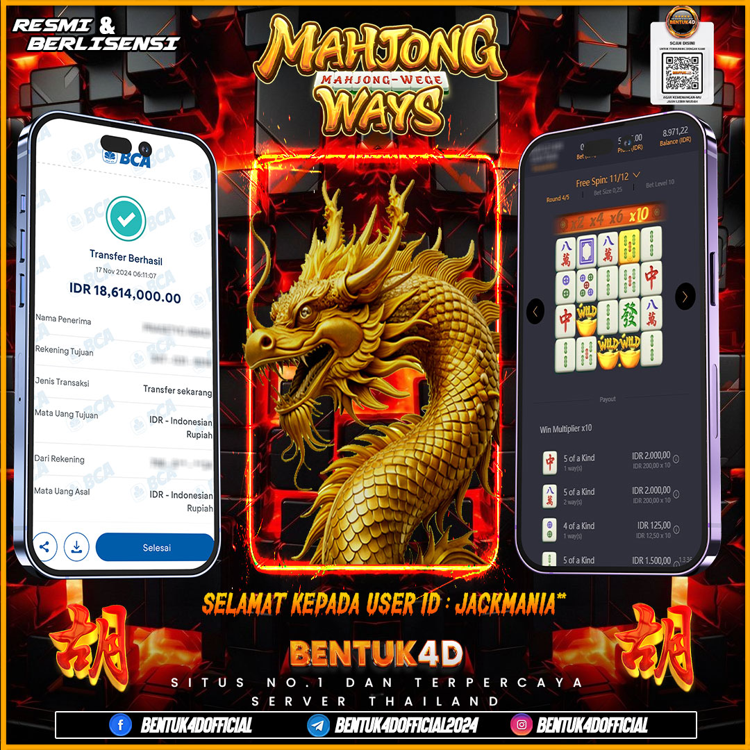 SELAMAT KEPADA USER ID : JACKMANIA** ATAS KEMENANGAN Rp18,614,000,- JUTA NYA DI BENTUK4D YA BOSKU !!!! MELEDAK JEDERR JEDERR !! BENTUK4D NI BOSKU BUKAN SEDOT WC!!!!
