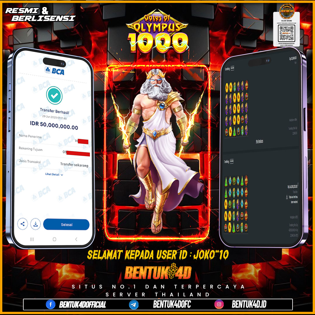 SELAMAT KEPADA USER ID : JOKO**10 WD PAUS SEBESAR Rp 50,000,000,- BUKTIKAN LANGSUNG BOSKU MAIN DI BENTUK4D !! LANGSUNG DI KASI MAXWIN !!!