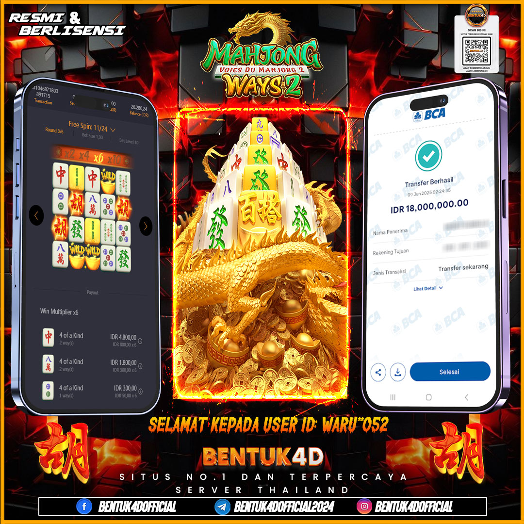 SELAMAT KEPADA USER ID : WARU**052 WD PAUS SEBESAR  Rp 18,000,000,- BUKTIKAN LANGSUNG BOSKU MAIN DI BENTUK4D !! LANGSUNG DI KASI MAXWIN !!!