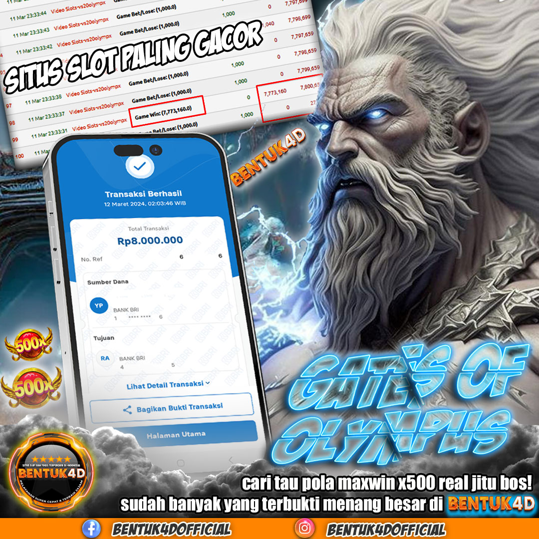 BENTUK4D JACKPOT SLOT GATES OF OLYMPUS Rp8.000.000,- LUNAS