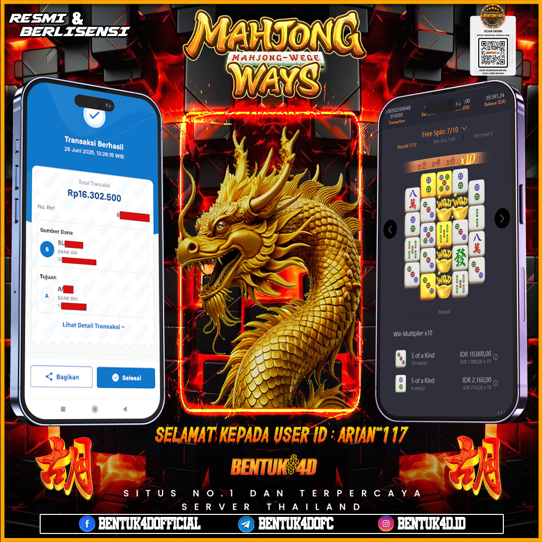SELAMAT KEPADA USER ID : ARIAN**117 WD PAUS SEBESAR Rp 16,302,500,- BUKTIKAN LANGSUNG BOSKU MAIN DI BENTUK4D !! LANGSUNG DI KASI MAXWIN !!!