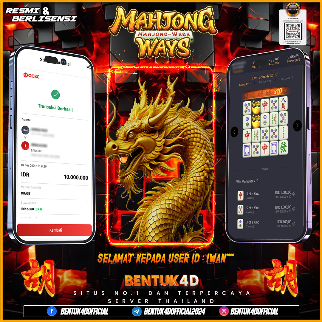 DESEMBER PENUH KEMENANGAN !!! SELAMAT KEPADA USER ID : IWAN** ATAS KEMENANGAN Rp10,000,000,- JUTA DI BENTUK4D !!! BULANN BARU SENSASI BARU DI BENTUK4D BOSKU !! 