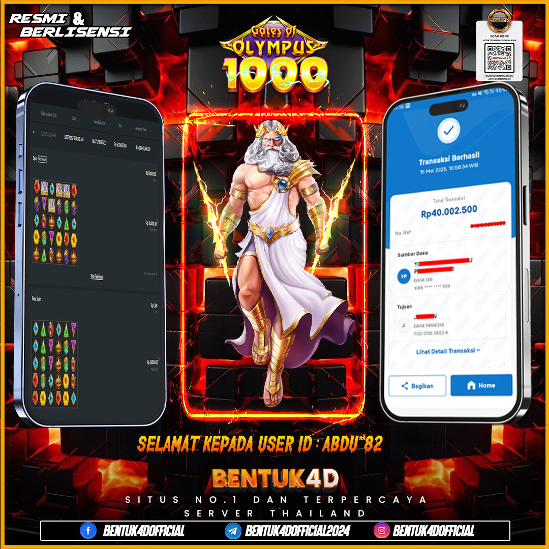 SELAMAT KEPADA USER ID : ABDU**82 WD PAUS SEBESAR  Rp 40,002,500,- BUKTIKAN LANGSUNG BOSKU MAIN DI BENTUK4D !! LANGSUNG DI KASI MAXWIN !!!