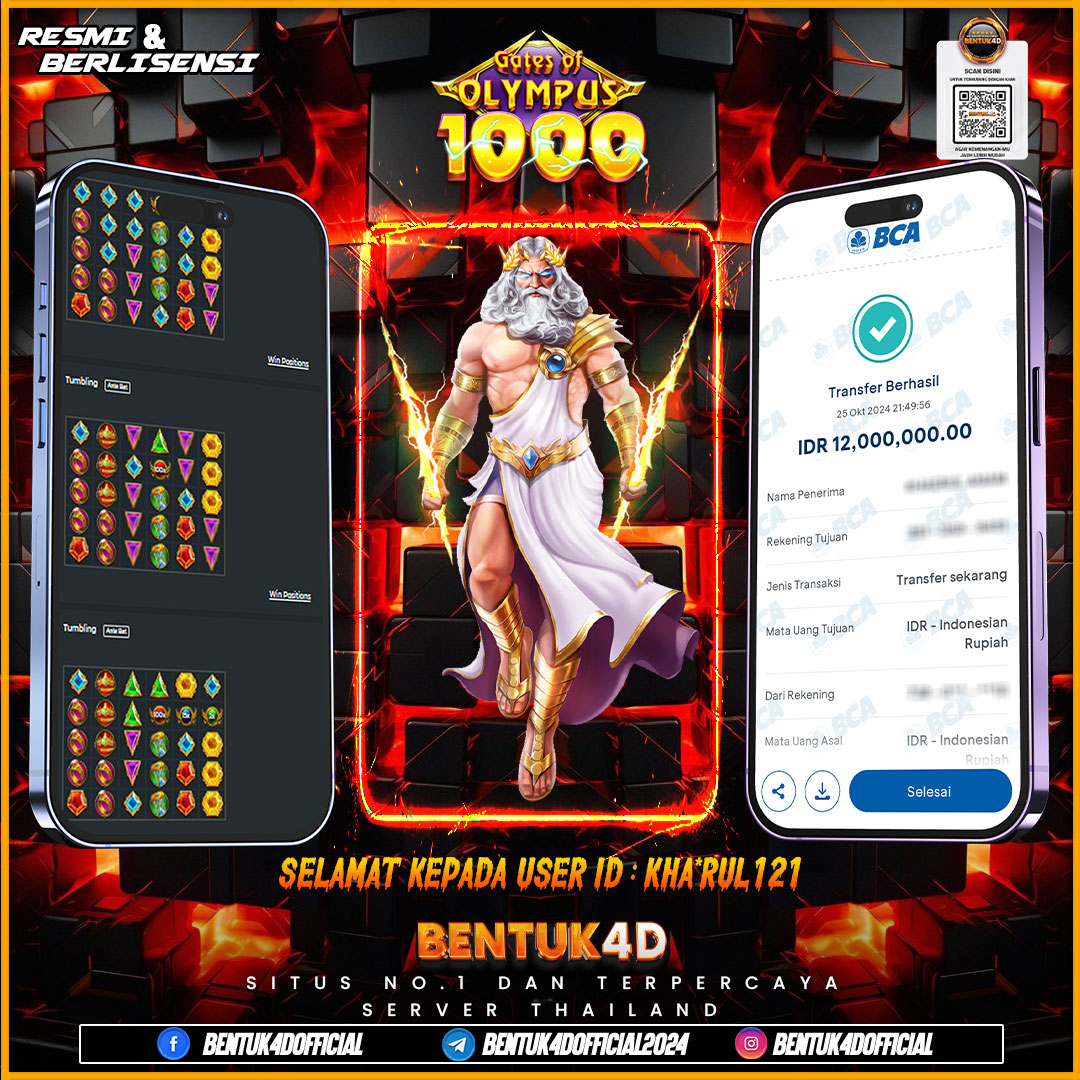 SELAMAT KEPADA USER ID : KHA*RUL121 ATAS KEMENANGAN GACORNYA DI BENTUK4D YA BOSKU !!!! DANNN JANGAN LUPA BOSKU BACA PROMOSI BNYAK EVENT MENARIK YANG MENGUNTUNGKAN DI BENTUK4D YA BOSKU!!!!