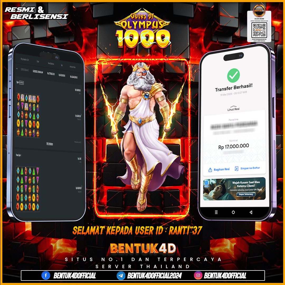 SELAMAT KEPADA USER ID : RANTI**37 WD PAUS SEBESAR  Rp 17,000,000,- BUKTIKAN LANGSUNG BOSKU MAIN DI BENTUK4D !! LANGSUNG DI KASI MAXWIN !!!