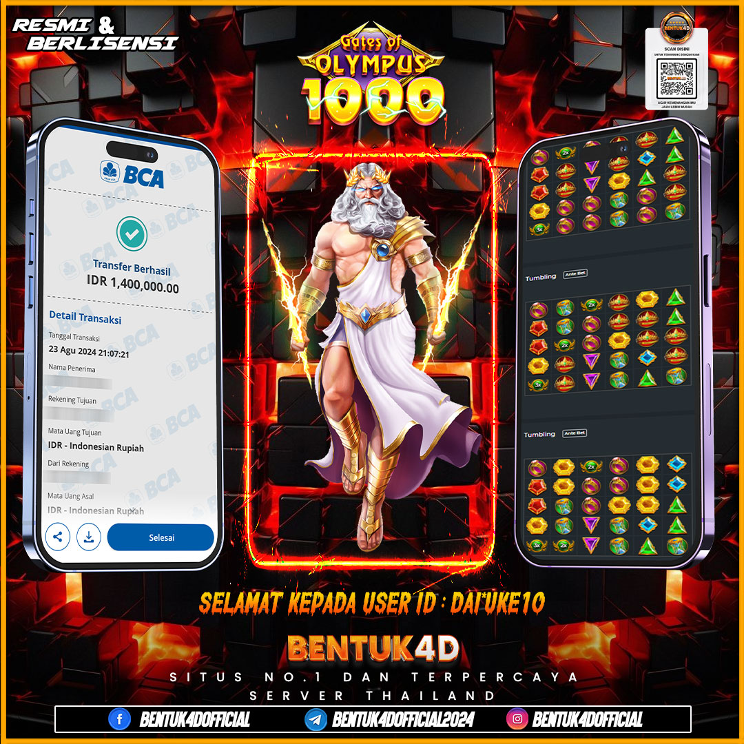 SELAMAT KEPADA USER ID : DAI*UKE10 ATAS KEMENANGAN GACOR NYA DI BENTUK4D !!!! BENTUK4D MAKIN HARI MAKIN GACOR BOSKU !! GAK CAYA COBA LAH !!!!!! 