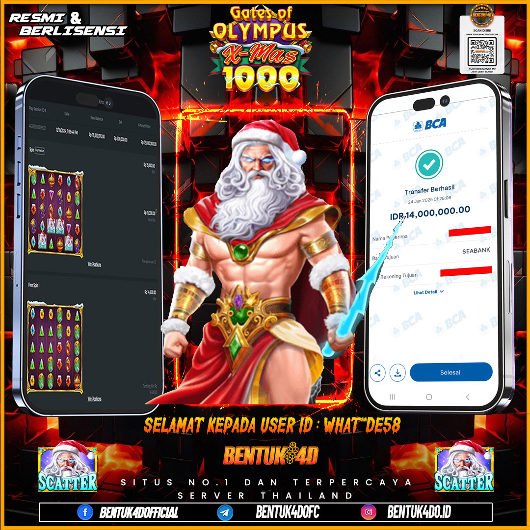 SELAMAT KEPADA USER ID : WHAT**DE58 WD PAUS SEBESAR Rp 14,000,000,- BUKTIKAN LANGSUNG BOSKU MAIN DI BENTUK4D !! LANGSUNG DI KASI MAXWIN !!!