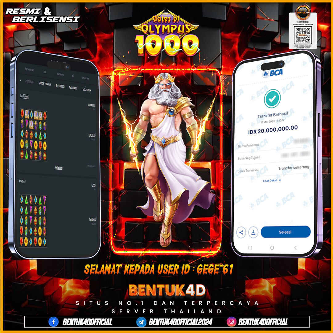 SELAMAT KEPADA USER ID : GEGE**61 WD PAUS SEBESAR  Rp 20,000,000,- BUKTIKAN LANGSUNG BOSKU MAIN DI BENTUK4D !! LANGSUNG DI KASI MAXWIN !!!