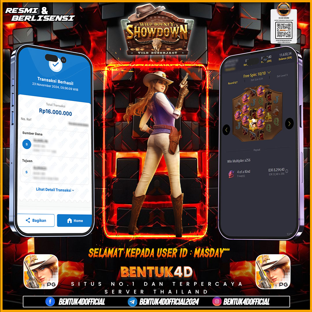 SELAMAT KEPADA USER ID : MASDAY*** ATAS KEMENANGAN Rp16,000,000,- JUTA  !!!! MELEDAK GOKILLL DI BENTUK4D BOSKU !! TENTUNYA DI BAYAR SECEPAT KILAT TAMPAH LAMA BOSKU !!!