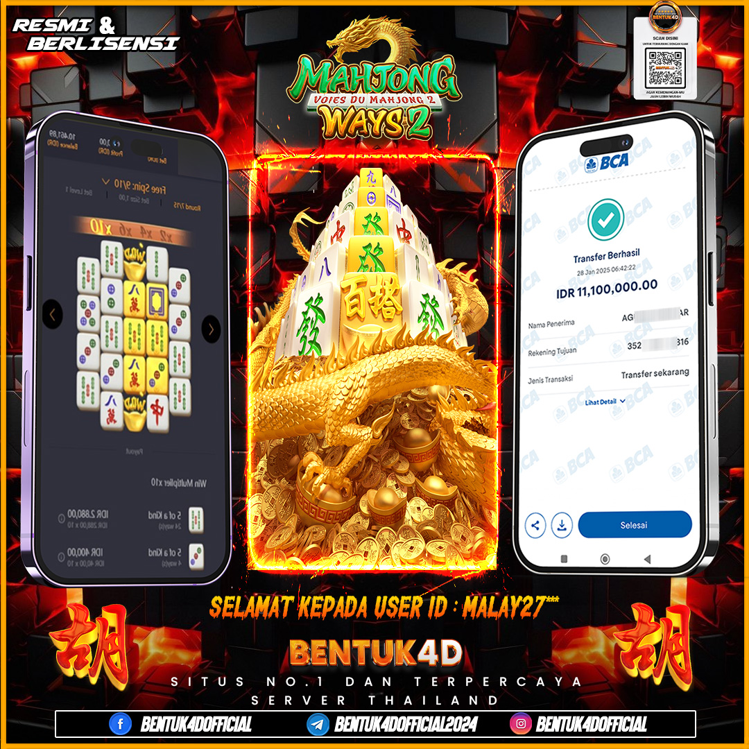 SELAMAT KEPADA USER ID : MALAY27** WD PAUS SEBESAR  Rp11,100,000,- BUKTIKAN LANGSUNG BOSKU MAIN DI BENTUK4D !! LANGSUNG DI KASI MAXWIN !!!