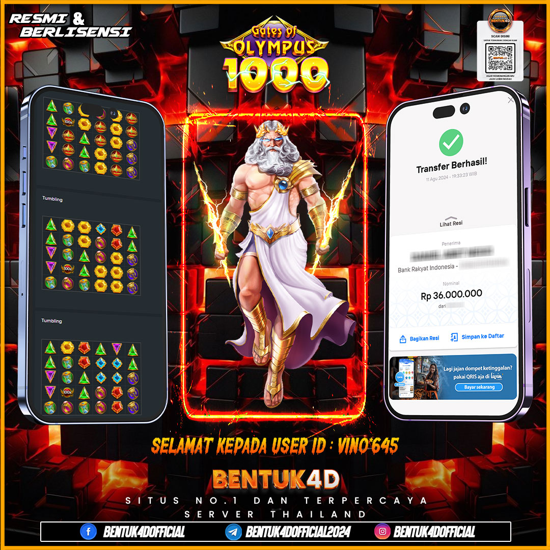 SELAMAT KEPADA USER ID : VINO*645 ATAS KEMENANGAN RP 36 JUTA DI BAYAR LUNAS OLEH BENTUK4D !!!!! GAK ADA LAWAN BOSKU !!! SEKALI KELUAR MELEDAK JEDER PERKALIAN 500 NYA !!!!!! SELEBEW