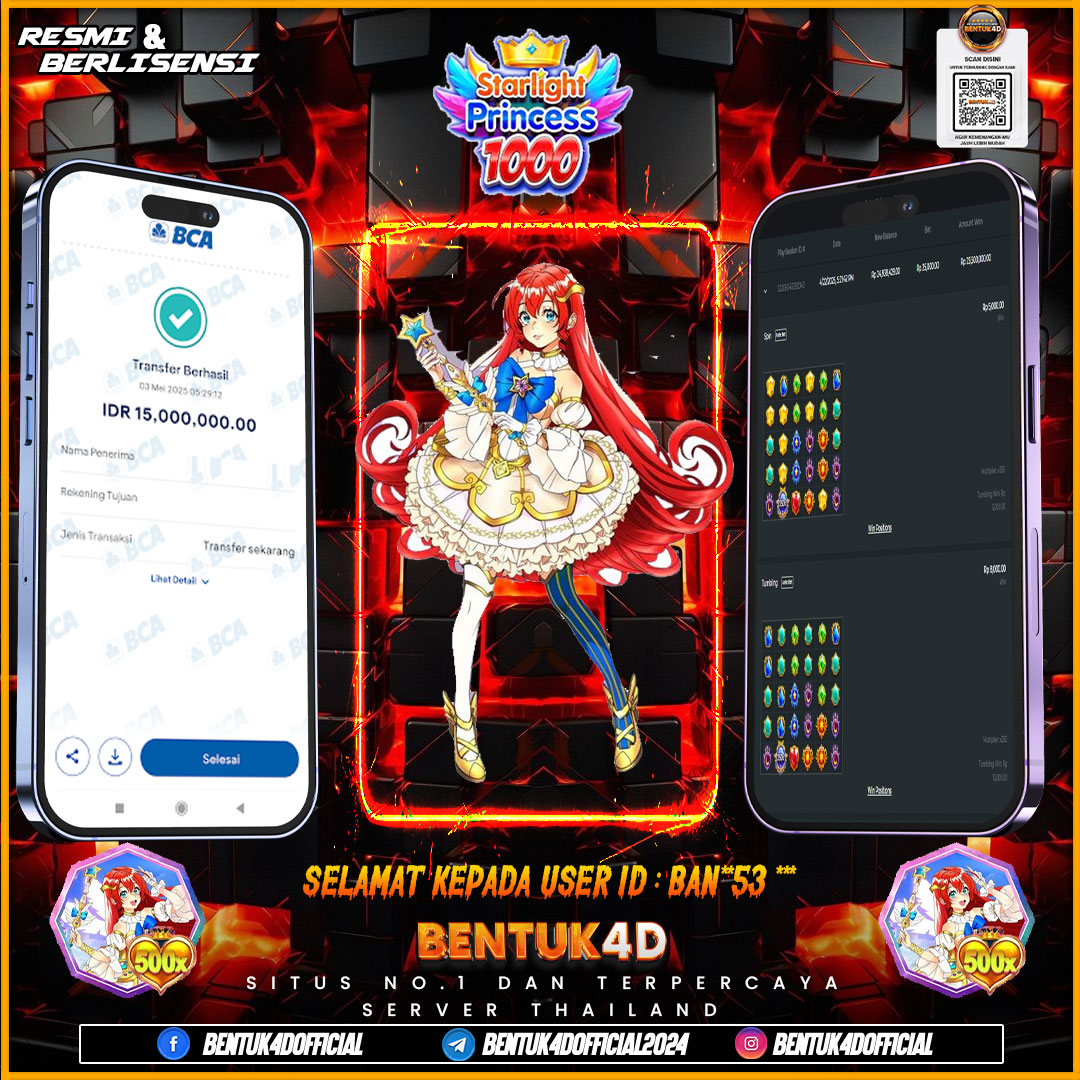 SELAMAT KEPADA USER ID : BAN**53*** WD PAUS SEBESAR  Rp 15,000,000,- BUKTIKAN LANGSUNG BOSKU MAIN DI BENTUK4D !! LANGSUNG DI KASI MAXWIN !!!