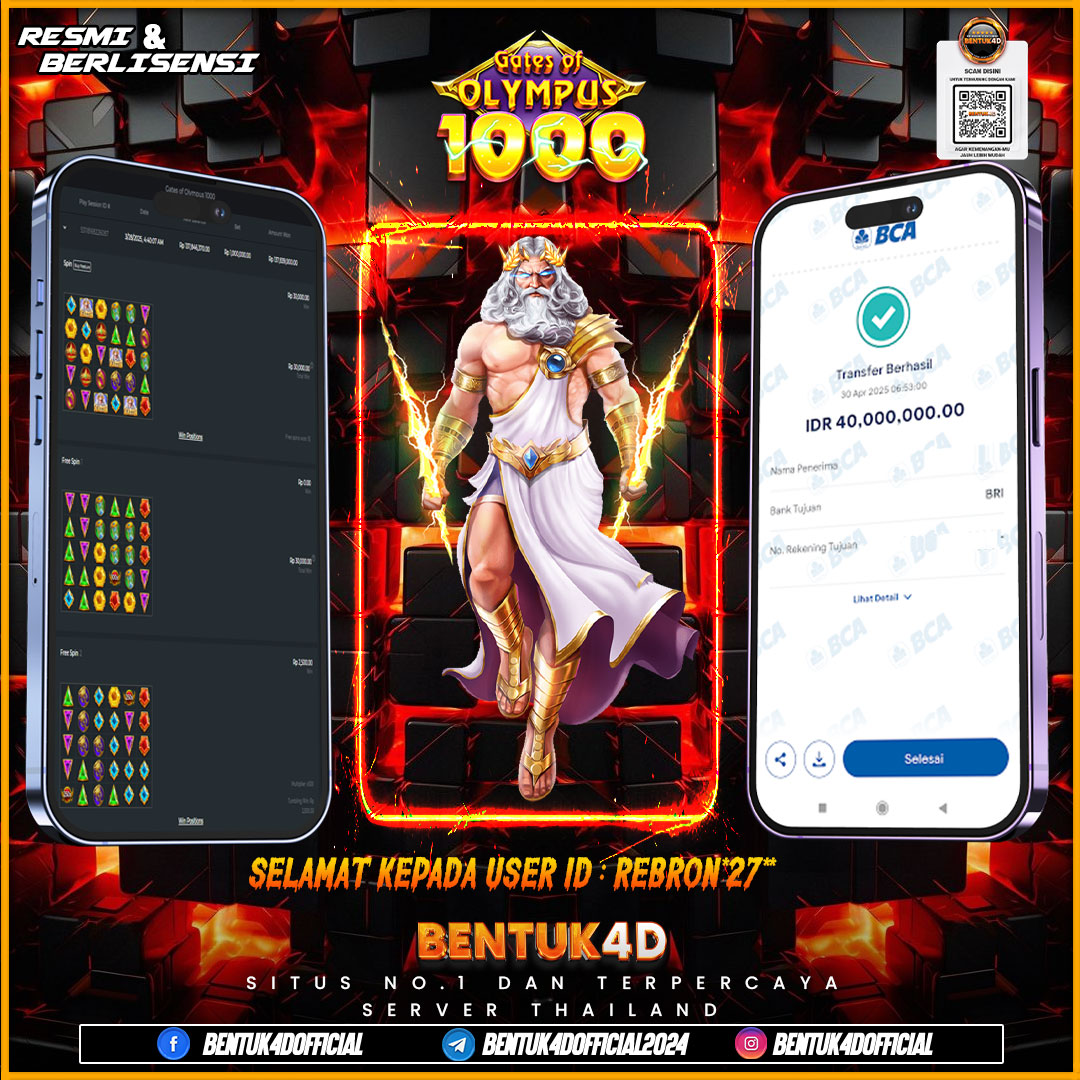 SELAMAT KEPADA USER ID : REBRON*27** WD PAUS SEBESAR  Rp 10,000,000,- BUKTIKAN LANGSUNG BOSKU MAIN DI BENTUK4D !! LANGSUNG DI KASI MAXWIN !!!