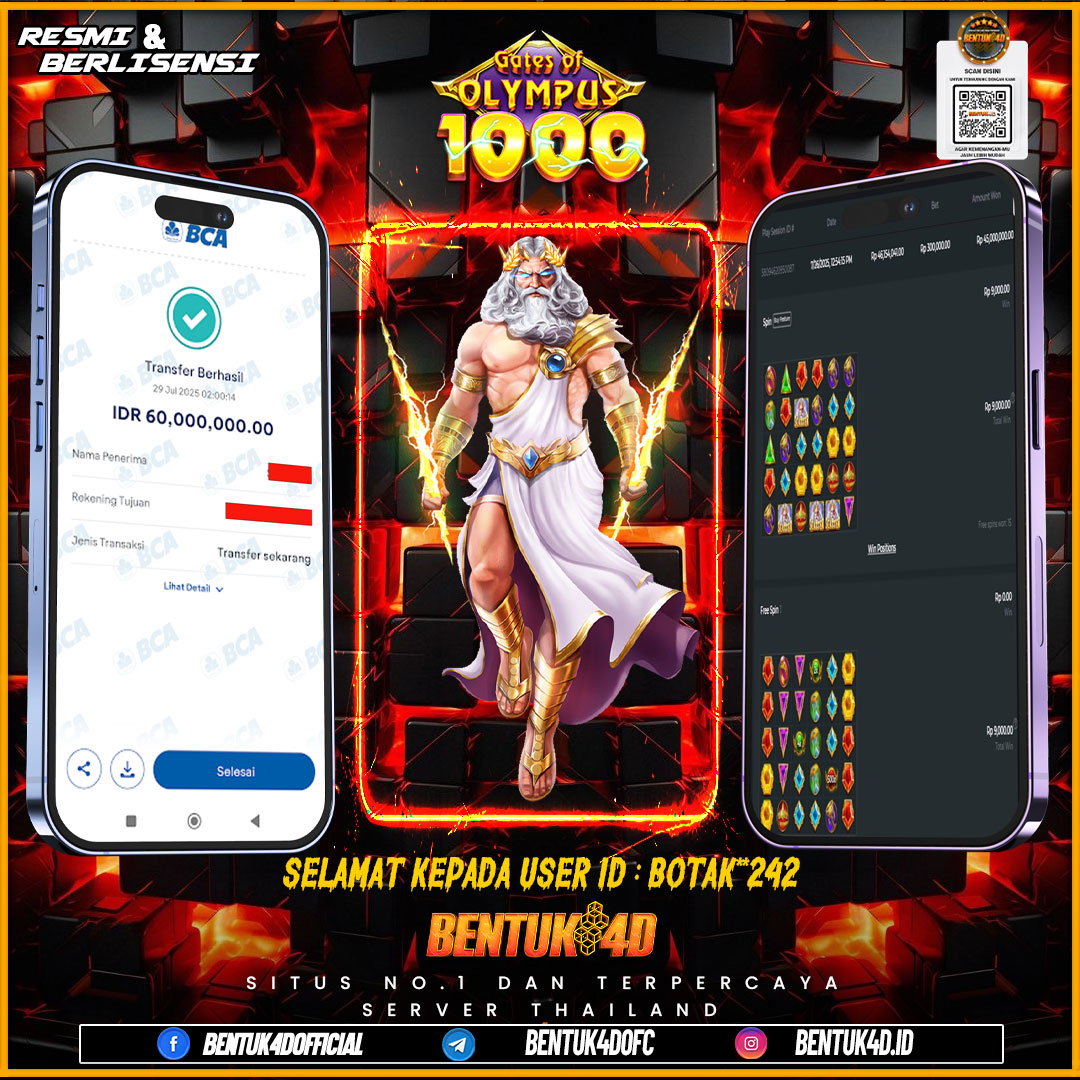 SELAMAT KEPADA USER ID : BOTAK**242 WD PAUS SEBESAR Rp 60,000,000,- BUKTIKAN LANGSUNG BOSKU MAIN DI BENTUK4D !! LANGSUNG DI KASI MAXWIN !!!