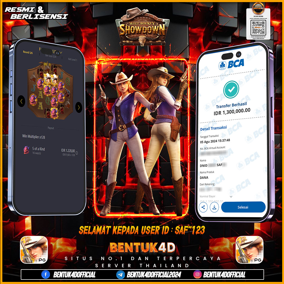 SELAMAT KEPADA USER ID : SAF**123 ATAS KEMENANGANNYA DI BENTUK4D !!!! RASAKAN SENSASI KOBOY DI GAME INI BOSKU !!!! HANYA DI BENTUK4D YA BOSKUU !! BERMAIN SEPERTI PACU KUDA !!!!! MAINKAN SEGERAAA !!!!!!!