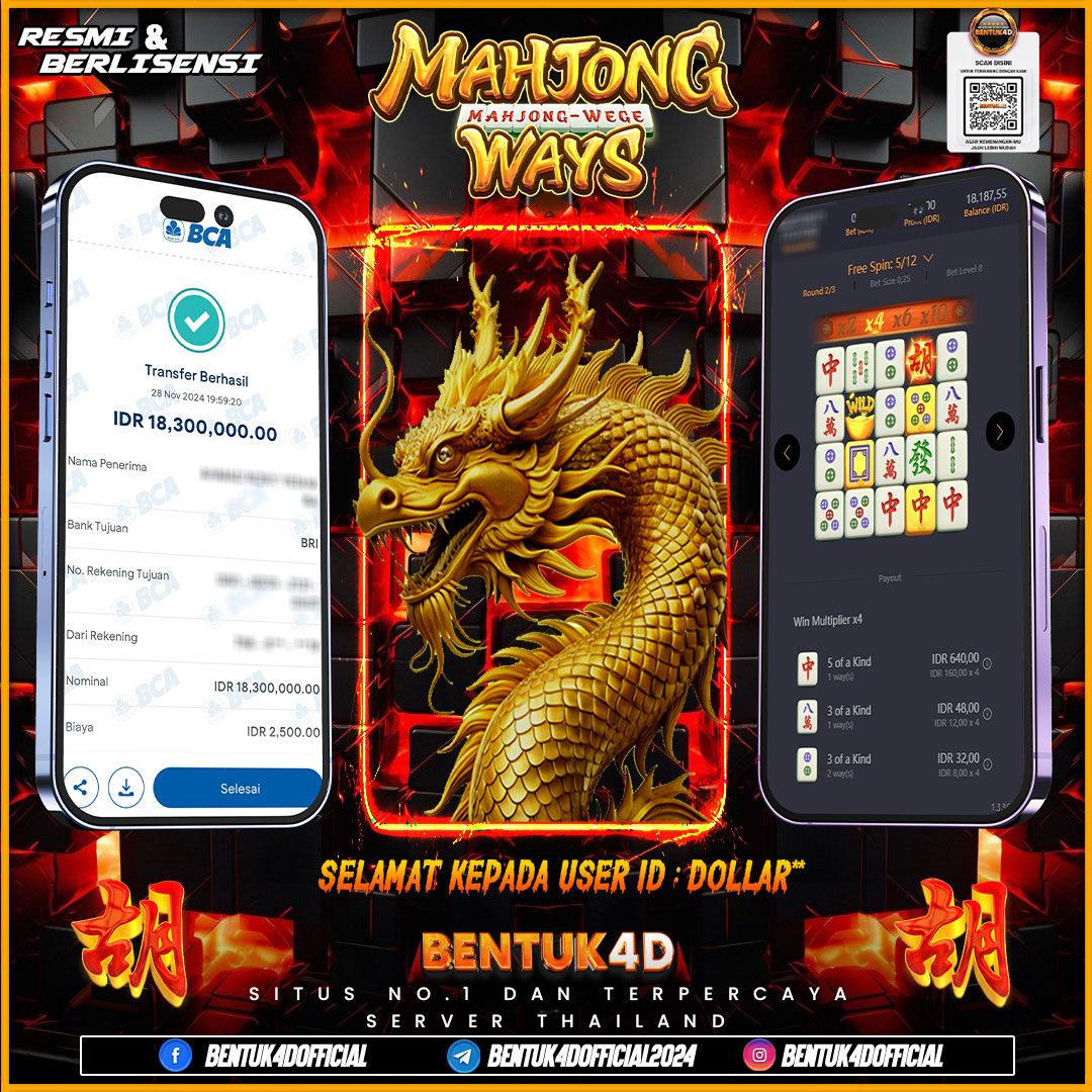 SELAMAT KEPADA USER ID : DOLLAR** ATAS KEMENANGAN Rp18,300,000,- SENSASIONALNYA DI BENTUK4D YA BOSKU !!!! MELEDAK JEDERR JEDERR !! JANGAN RAGUKAN BENTUK4D BOSKUI!!