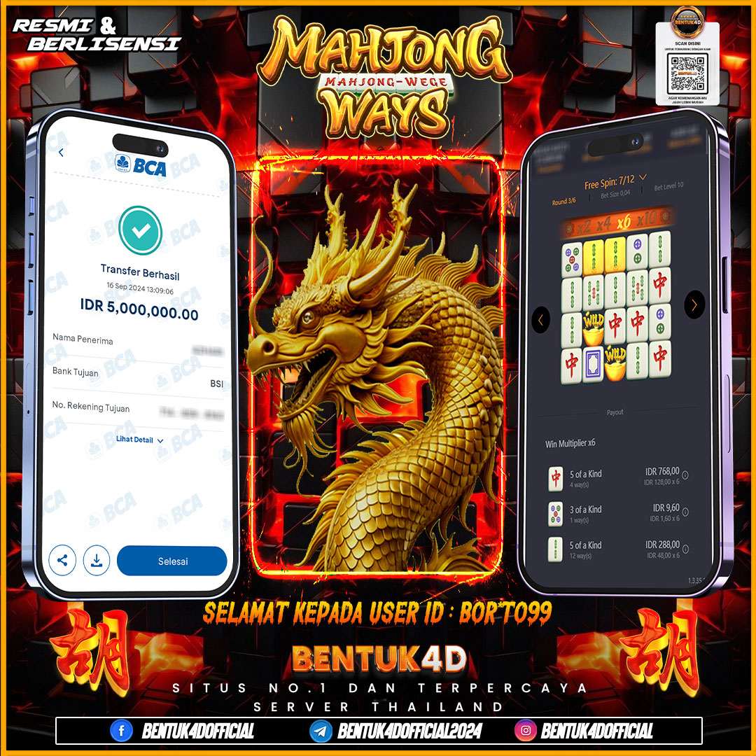 SELAMAT KEPADA USER ID : BOR*TO99 ATAS KEMENANGAN DI BENTUK4D YA BOSKU !!! DEPO RECEH JADI JUTAAN!!! HANYA DI BENTUK4D BOSKU!!!                                                                                  