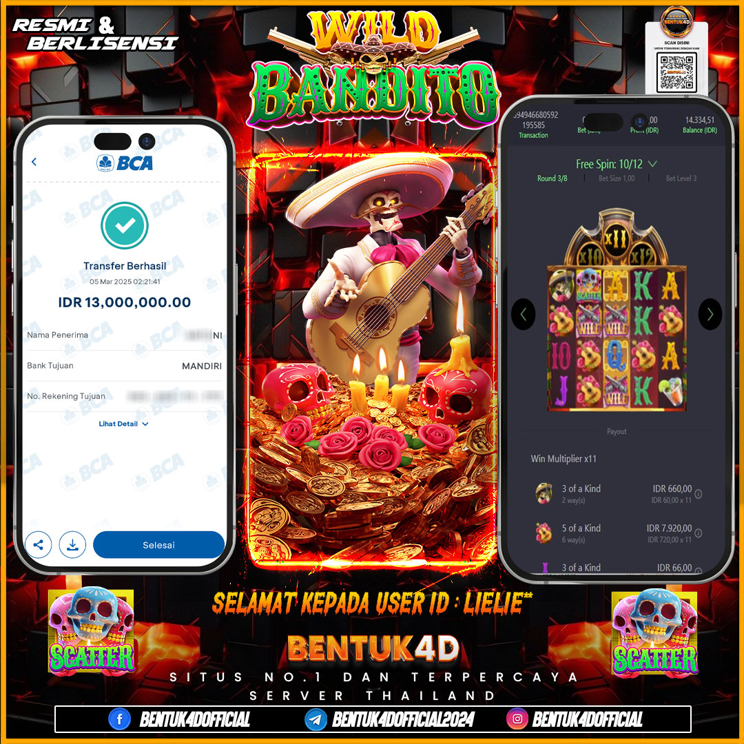 SELAMAT KEPADA USER ID : LIELIE** WD PAUS SEBESAR  Rp13,000,000,- BUKTIKAN LANGSUNG BOSKU MAIN DI BENTUK4D !! LANGSUNG DI KASI MAXWIN !!!