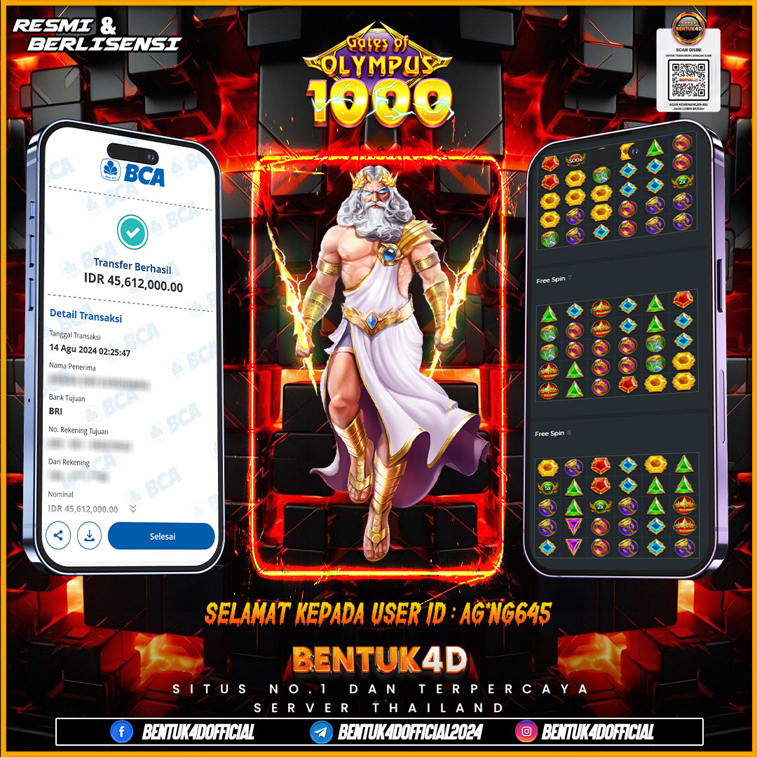 SELAMAT KEPADA USER ID : AG*NG645 ATAS KEMENANGAN BESAR DI BENTUK4D !!! MELEDAK MELETOPP BOSKU !!! 