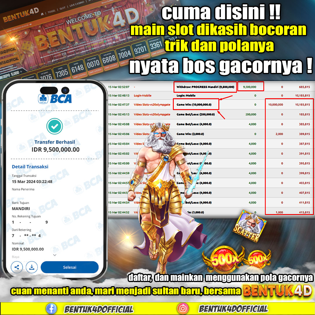 BENTUK4D JACKPOT SLOT GATES OF OLYMPUS Rp9.500.000,- LUNAS