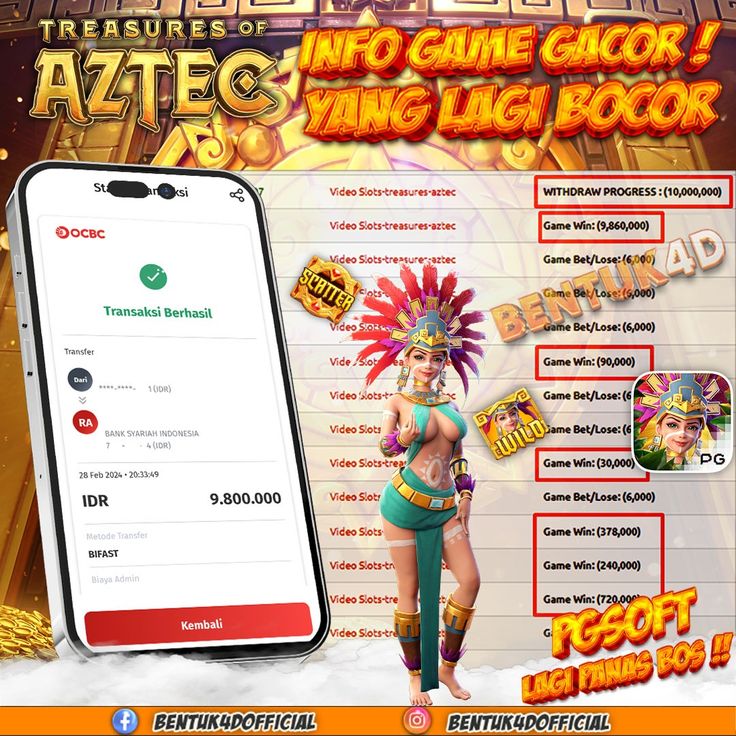 BENTUK4D JACKPOT SLOT TREASURE OF AZTEC Rp9.800.000,- LUNAS