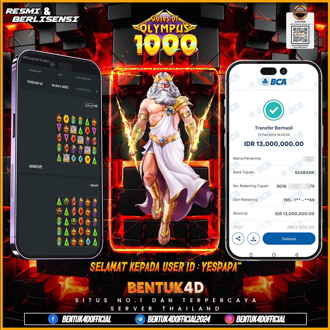 SELAMAT KEPADA USER ID : YESPAPA WD PAUS SEBESAR  Rp13,000,000,- BUKTIKAN LANGSUNG BOSKU MAIN DI BENTUK4D !! LANGSUNG DI KASI MAXWIN !!!