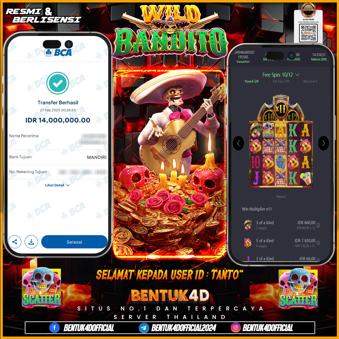 SELAMAT KEPADA USER ID : TANTO** WD PAUS SEBESAR  Rp14,000,000,- BUKTIKAN LANGSUNG BOSKU MAIN DI BENTUK4D !! LANGSUNG DI KASI MAXWIN !!!