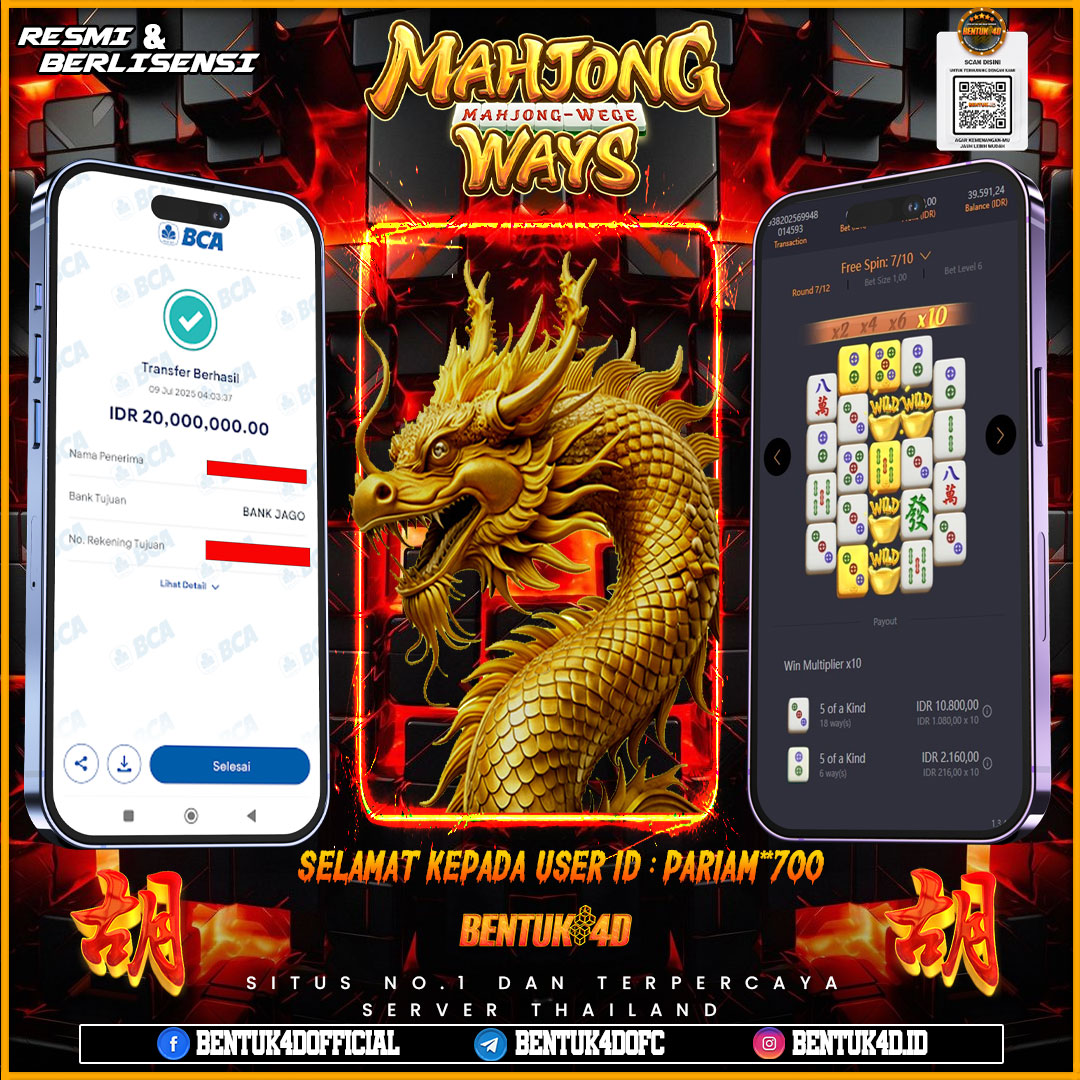 SELAMAT KEPADA USER ID : PARIAM**700 WD PAUS SEBESAR Rp 20,000,000,- BUKTIKAN LANGSUNG BOSKU MAIN DI BENTUK4D !! LANGSUNG DI KASI MAXWIN !!!