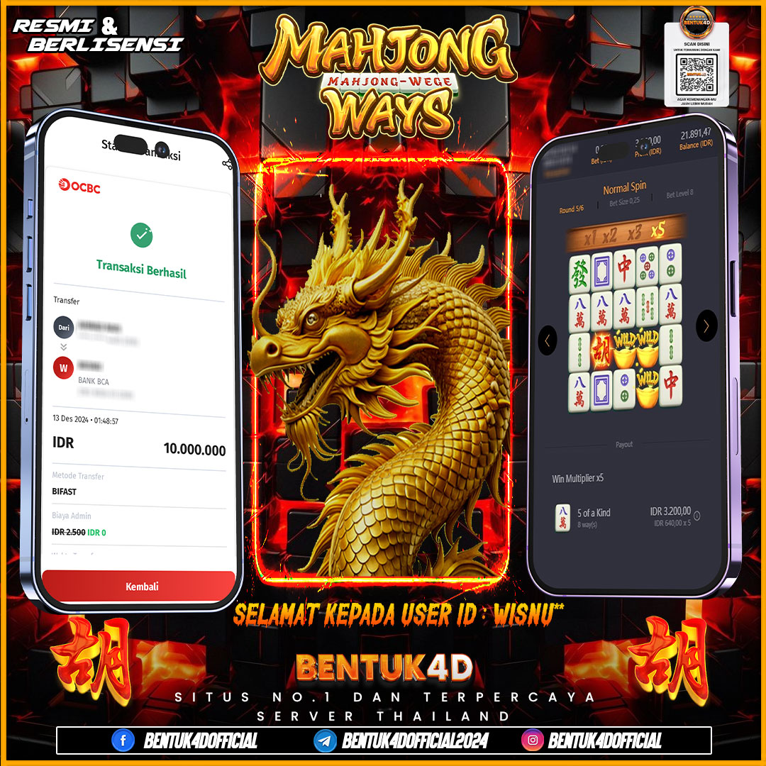 DESEMBER PENUH KEMENANGAN !!! SELAMAT KEPADA USER ID : WISNU** ATAS KEMENANGAN Rp10,000,000,- JUTA DI BENTUK4D !!! BULANN BARU SENSASI BARU DI BENTUK4D BOSKU !! 