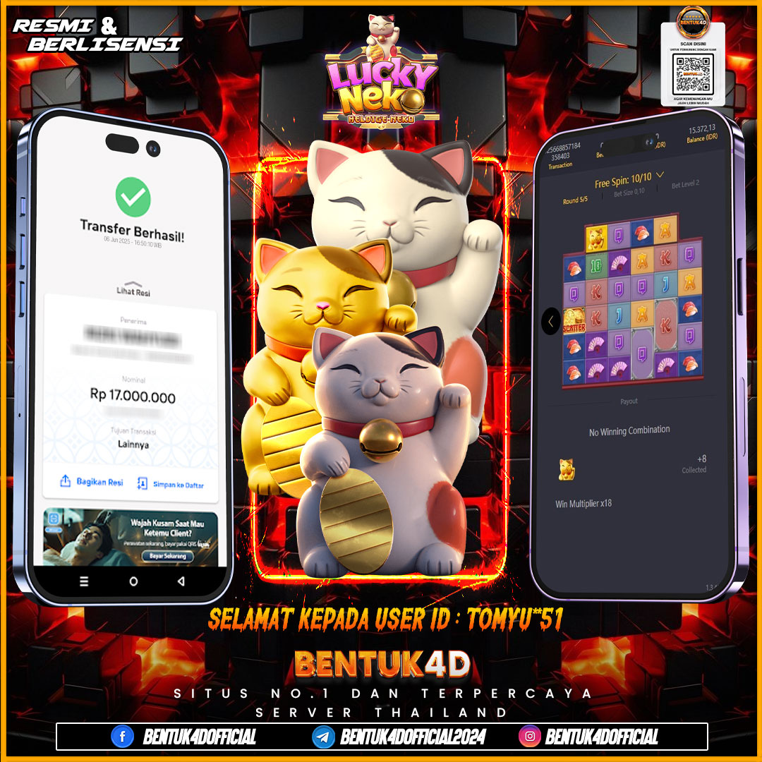 SELAMAT KEPADA USER ID : TOMYU**51 WD PAUS SEBESAR  Rp 17,000,000,- BUKTIKAN LANGSUNG BOSKU MAIN DI BENTUK4D !! LANGSUNG DI KASI MAXWIN !!!