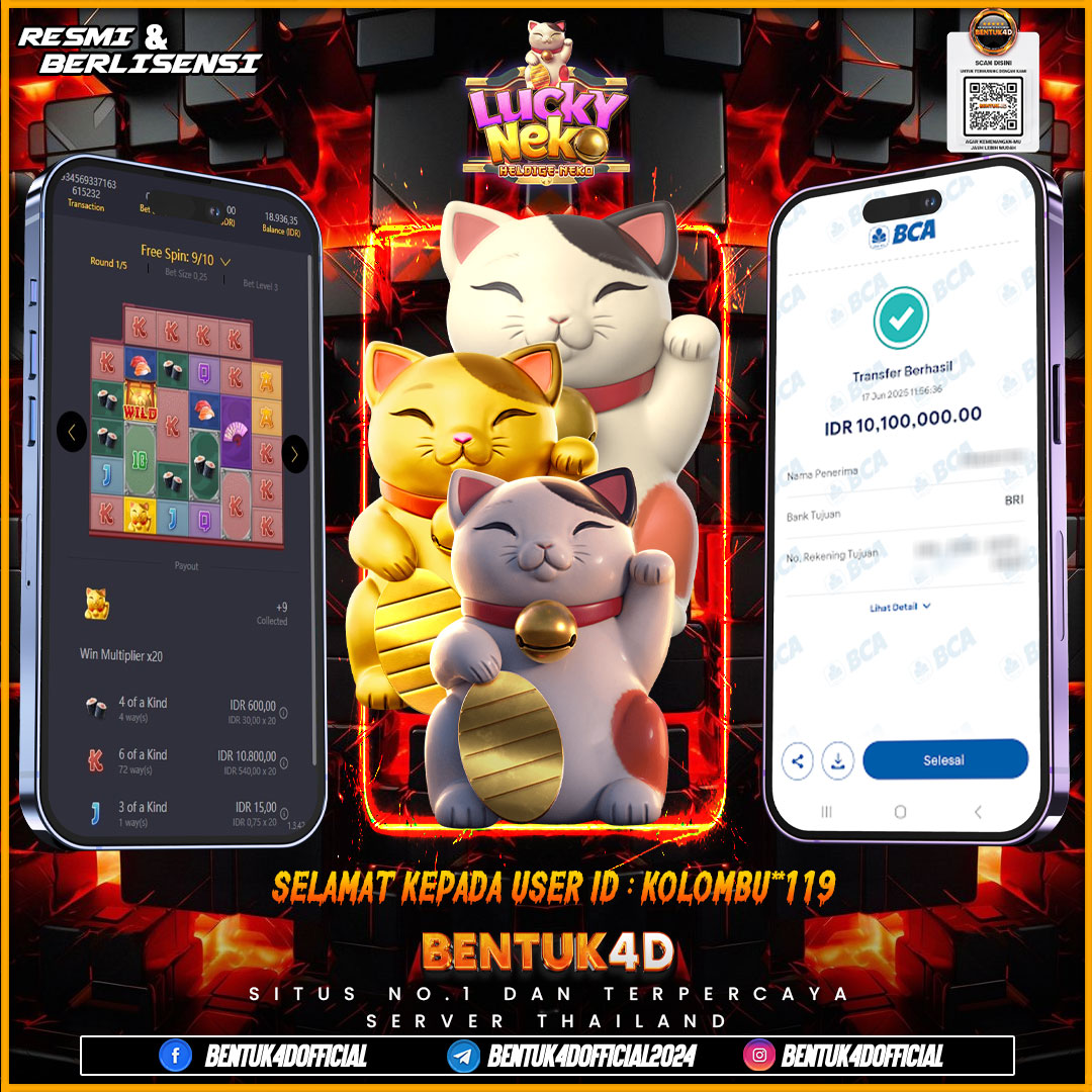 SELAMAT KEPADA USER ID : KOLOMBU**119 WD PAUS SEBESAR  Rp 10,100,000,- BUKTIKAN LANGSUNG BOSKU MAIN DI BENTUK4D !! LANGSUNG DI KASI MAXWIN !!!