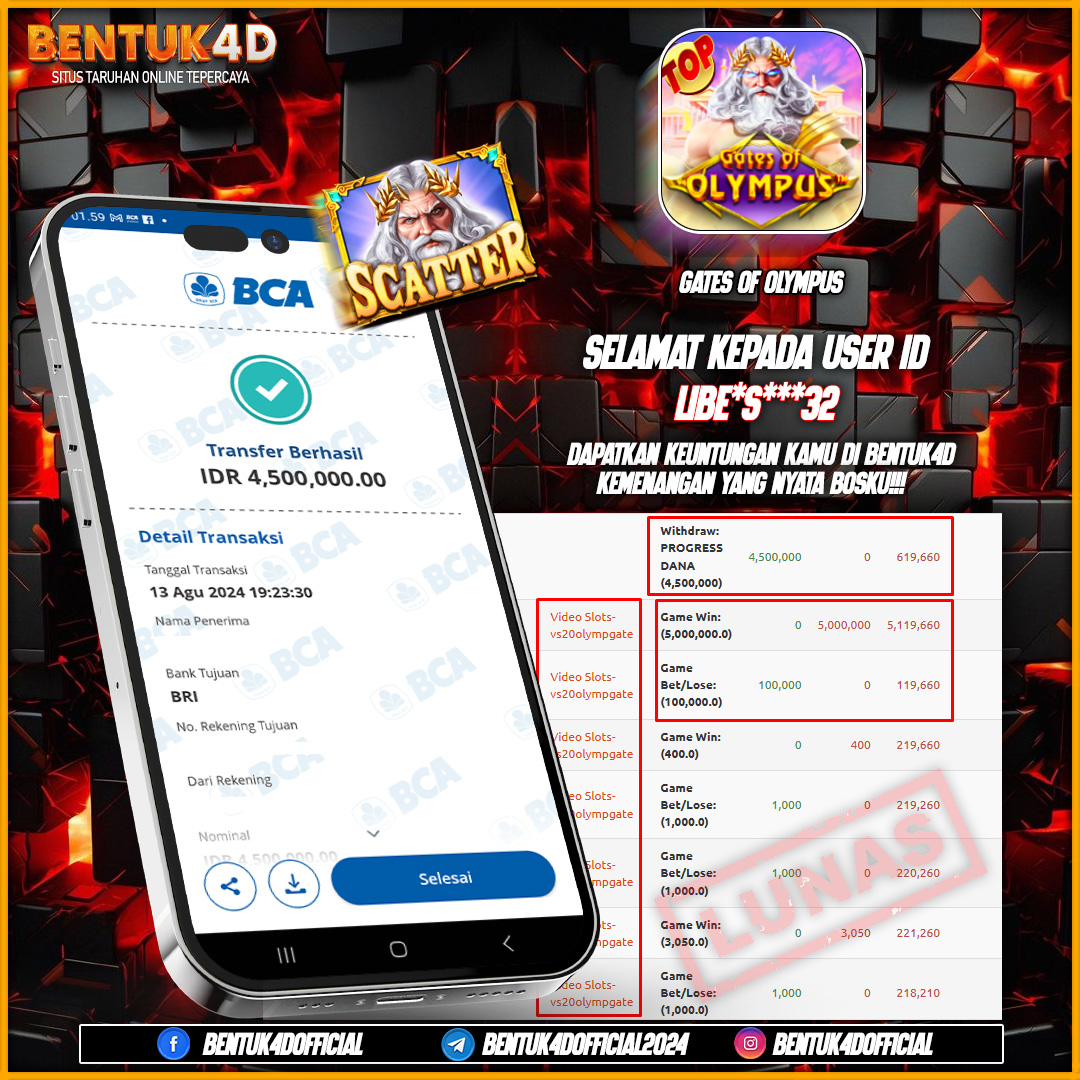 SELAMAT KEPADA USER ID : Lib*r***32 ATAS KEMENANGANNYA DI BENTUK4D BOSKU !!!!! JANGAN PERNAH RAGUKAN KEGACORAN DI BENTUK4D BOSKU !!! 