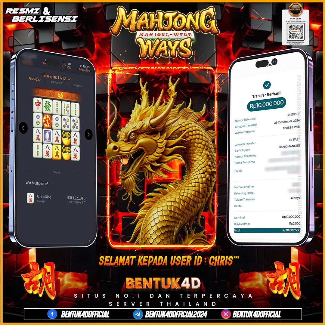 DESEMBER PENUH KEMENANGAN !!! SELAMAT KEPADA USER ID : CHRIS*** ATAS KEMENANGAN  Rp10,000,000,- JUTA DI BENTUK4D !!! SENSASI BARU DI BENTUK4D BOSKU !! 