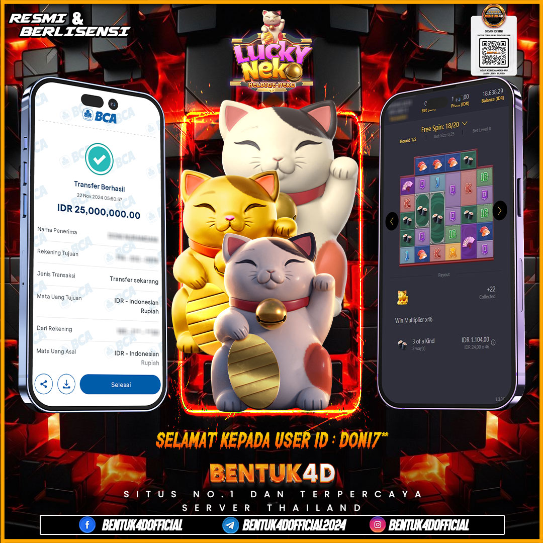 SELAMAT KEPADA USER ID : DONI7** ATAS KEMENANGAN Rp25,000,000,- JUTA NYA DI BENTUK4D YA BOSKU !!!! MELEDAK JEDERR JEDERR !! BENTUK4D NI BOSKU BUKAN SEDOT WC!!!!
