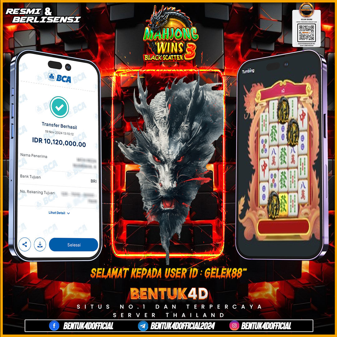 SELAMAT KEPADA USER ID : GELEK88** ATAS KEMENANGAN Rp10,120,000,- JUTA NYA DI BENTUK4D YA BOSKU !!!! MELEDAK JEDERR JEDERR !! BENTUK4D NI BOSKU BUKAN SEDOT WC!!!!
