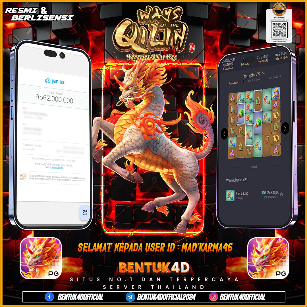 SELAMAT KEPADA USER ID : MAD*KARMA46 ATAS KEMENANGAN SENSASIONALNYA DI BENTUK4D YA BOSKU !!!! MELEDAK JEDERR JEDERR !! JANGAN RAGUKAN BENTUK4D!!