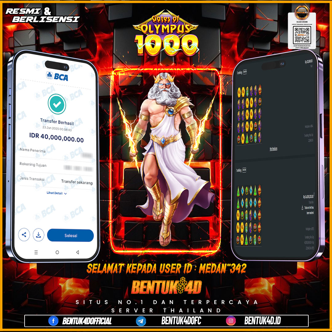 SELAMAT KEPADA USER ID : MEDAN**342 WD PAUS SEBESAR Rp 40,000,000,- BUKTIKAN LANGSUNG BOSKU MAIN DI BENTUK4D !! LANGSUNG DI KASI MAXWIN !!!