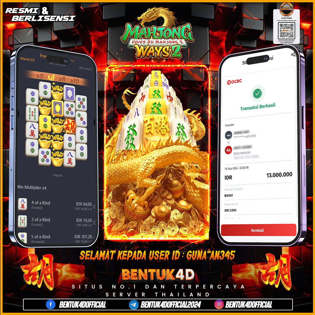 SELAMAT KEPADA USER ID : GUNA**AN345  ATAS KEMENANGAN DI BENTUK4D YA BOSKU !!! BUKTIKAN LANGSUNG KEMENANGAN BOSKU DISINI !!!