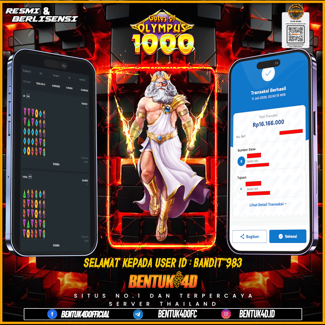 SELAMAT KEPADA USER ID : BANDIT**983 WD PAUS SEBESAR Rp 16,166,000,- BUKTIKAN LANGSUNG BOSKU MAIN DI BENTUK4D !! LANGSUNG DI KASI MAXWIN !!!