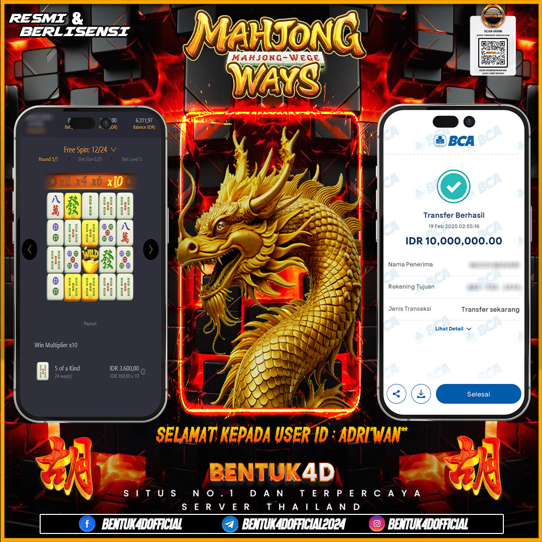 SELAMAT KEPADA USER ID : MRIZKI** WD PAUS SEBESAR  Rp10,000,000,- BUKTIKAN LANGSUNG BOSKU MAIN DI BENTUK4D !! LANGSUNG DI KASI MAXWIN !!!