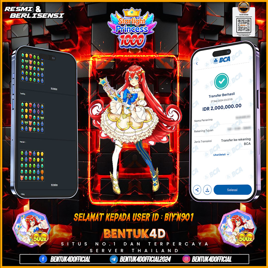 SELAMAT KEPADA USER ID : BIY*N901  ATAS KEMENANGANYA DI BENTUK4D !!! GACOR BOSKU!!! TUNGGU APALAGI BOSKU !!! BUKTIKAN LANGSUNG KEMENANGAN BOSKU DI BENTUK4D YA BOSKU SAYANG!!!