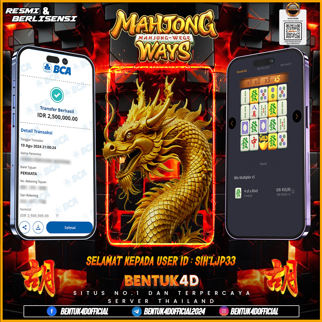 KEMENENAGAN YANG MENEGANGKAN DI MAHJONG WAYS !!!! SELAMAT BOSKUU ATAS KEMENANGAN YANG SENSASIONAL DI BENTUK4D !!!!!! MELEDAKKKK MELETOPP BOSKUUUUUU !!!