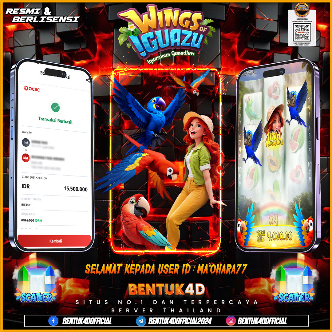 SELAMAT KEPADA USER ID : MA*OHARA77  ATAS KEMENANGANYA DI BENTUK4D !!! TUNGGU APALAGI BOSKU AYO MAXWIN BERSAMA BENTUK4D!!! DI JAMIN WD BOSKU!!!
